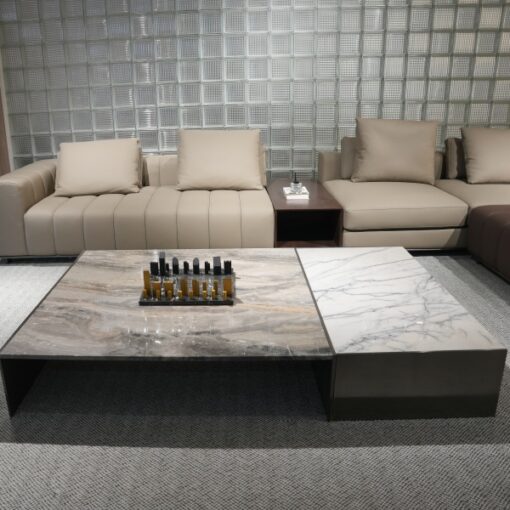 Luxury Square Stone Table Nature Marble Top Nesting Steel Metal Legs Frame End Coffee table Coffee White Coffee Tables - Imagen 3