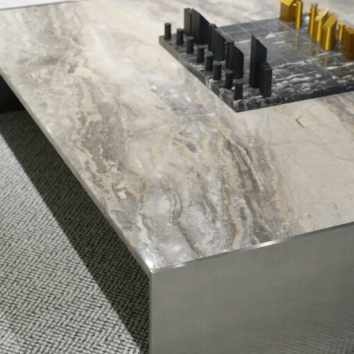 Luxury Square Stone Table Nature Marble Top Nesting Steel Metal Legs Frame End Coffee table Coffee White Coffee Tables - Imagen 2