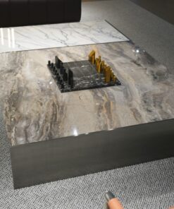Luxury Square Stone Table Nature Marble Top Nesting Steel Metal Legs Frame End Coffee table Coffee White Coffee Tables
