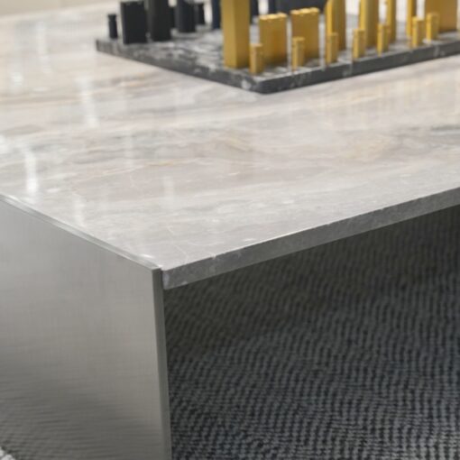 Luxury Square Stone Table Nature Marble Top Nesting Steel Metal Legs Frame End Coffee table Coffee White Coffee Tables - Imagen 4