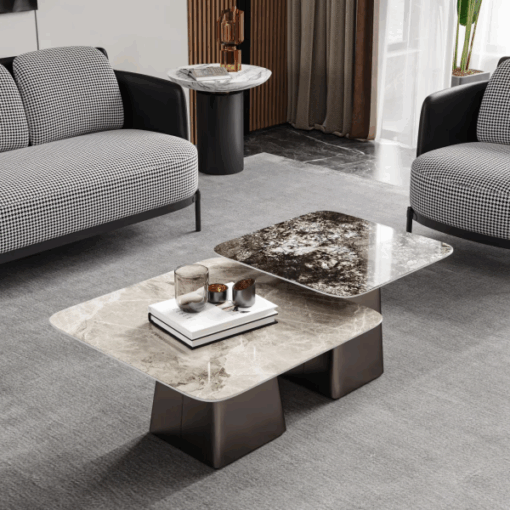 Luxury Stone Furniture Customized Living Room Coffee Table Sintered Stone Square Coffee Table Modern Glossy Living Room Furniture Center Table