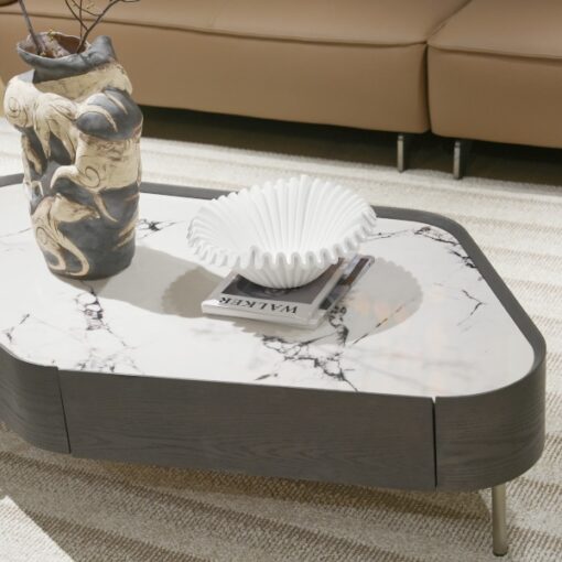 Luxury Stone Furniture Tea Table for Living Room Sales Department Clubhouse Italian Coffee Table Elegant Marble Round Top Table Best Price Wholesale – Image 3