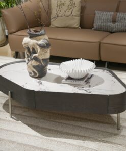Luxury Stone Furniture Tea Table for Living Room Sales Department Clubhouse Italian Coffee Table Elegant Marble Round Top Table Best Price Wholesale