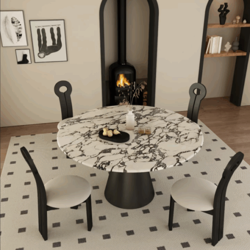Luxury Stone Natural Marble Stone Furniture Dining Table Popular metal tripod marble table 3 Chairs modern simple villa designer marble furniture