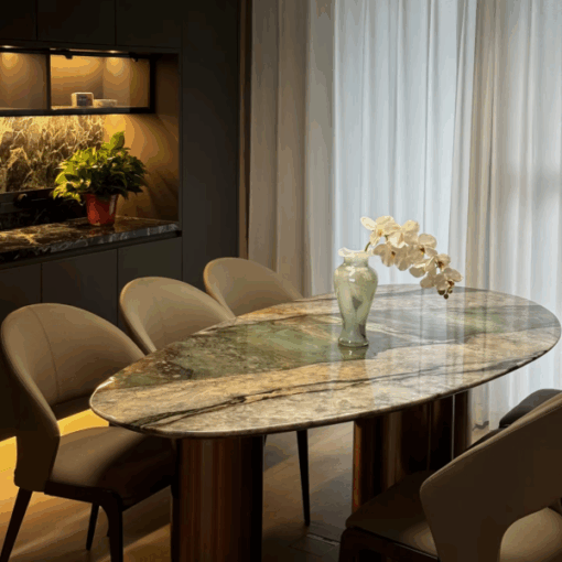 Luxury Stone Stone Furniture Modern design custom stainless steel legs oval marble Dining Table marble furniture For Dining room