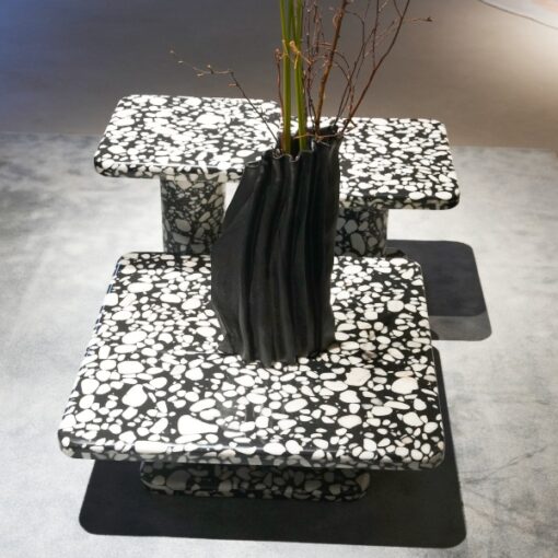 Luxury Terrazzo Stone Table White And Black Squre Dining Table Custom Made Factory Discount – Image 2