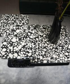 Luxury Terrazzo Stone Table White And Black Squre Dining Table Custom Made Factory Discount