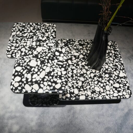 Luxury Terrazzo Stone Table White And Black Squre Dining Table Custom Made Factory Discount