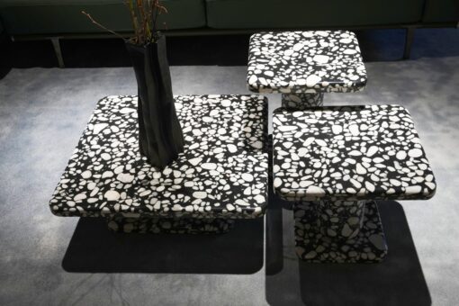 Luxury Terrazzo Stone Table White And Black Squre Dining Table Custom Made Factory Discount – Image 4