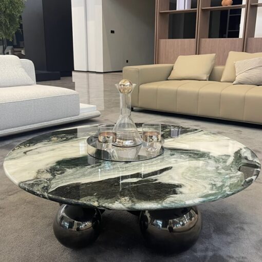 Luxury modern custom made Stone Table Marble Top nordic black round marble coffee table center side tea table for living room home tea table for hotel project