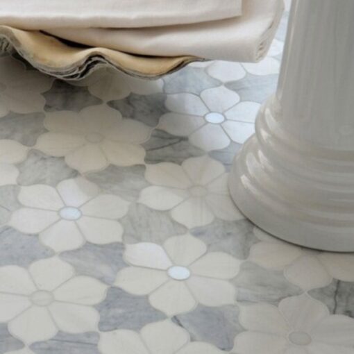Marble White stone mosaic Waterjet Cutsomized Floor Tiles – Image 3