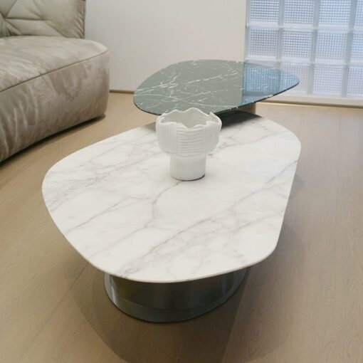 Modern Coffee Table With Marble Top Stone Furniture Marble Furniture Table White and Green Marble Luxury Contemporary Home Bedroom Living Room Marble Coffee Table Set - Image 5