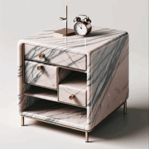 Modern Customized marble stone Bedside Table Bedroom Furniture Stone Customized China Factory for Hotel Home Villa bedroom