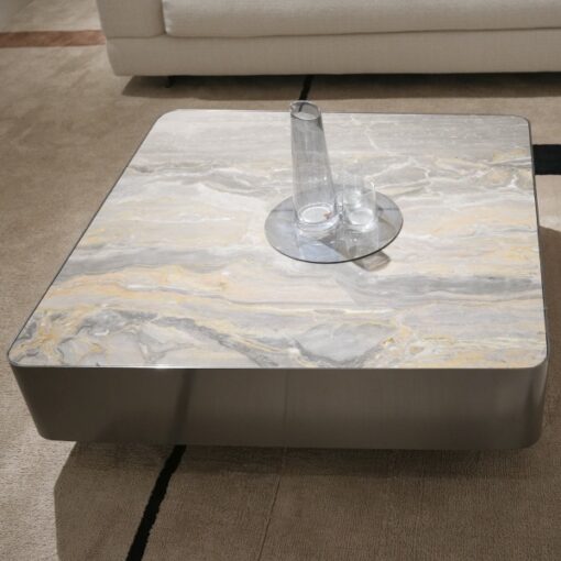 Modern Design Hot Sale Stone Table Square Coffee Table with Marble Top for Home Living Room Furniture Tea Table