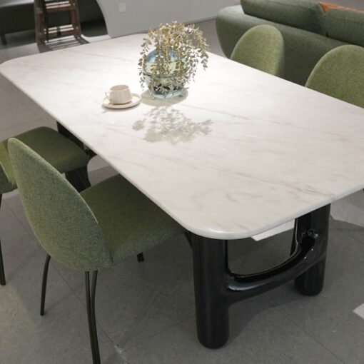 Modern Home Stone Furniture Dining Room Furniture Set Dinner Table Restaurant Rectangular Marble Stone Top Dining Marble Furniture Table White