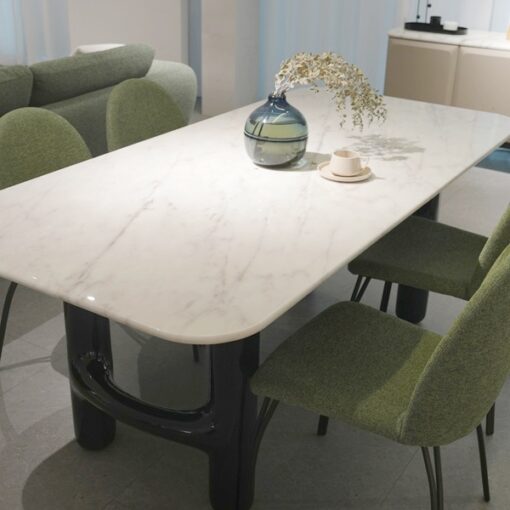 Modern Home Stone Furniture Dining Room Furniture Set Dinner Table Restaurant Rectangular Marble Stone Top Dining Marble Furniture Table White - Image 3