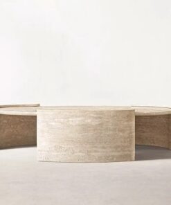 Modern Luxury High-end Customized Natural Stone Console Table Beige Marble Coffee table Travertine Console Table