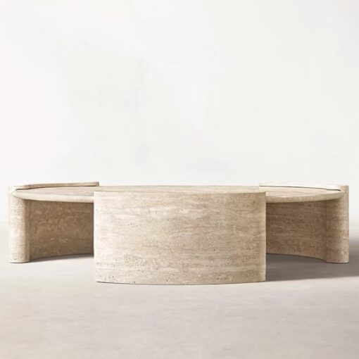 Modern Luxury High-end Customized Natural Stone Console Table Beige Marble Coffee table Travertine Console Table