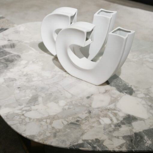 Modern Minimalist Designer Living Room Stone Table Custom Size Living Room Furniture Natural Marble Tea Table Set Stainless Steel Base Coffee Table