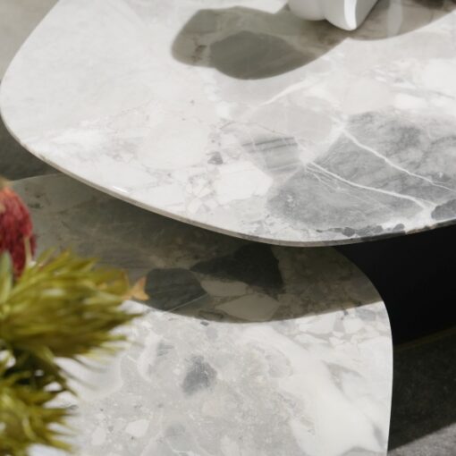 Modern Minimalist Designer Living Room Stone Table Custom Size Living Room Furniture Natural Marble Tea Table Set Stainless Steel Base Coffee Table - Image 5