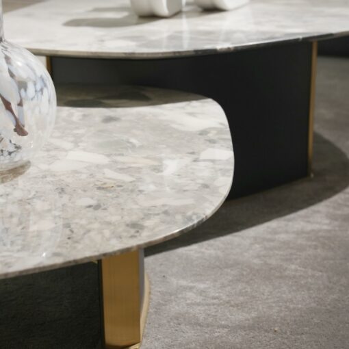 Modern Minimalist Designer Living Room Stone Table Custom Size Living Room Furniture Natural Marble Tea Table Set Stainless Steel Base Coffee Table - Image 4