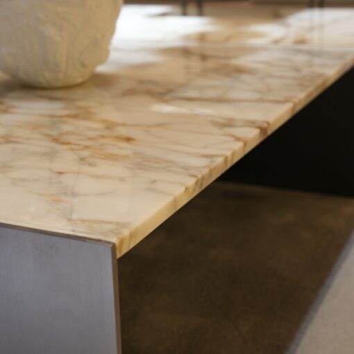 Modern Stone Table Marble Top Marble Table Brown Table Dining Custom Made Factory Discount – Image 2