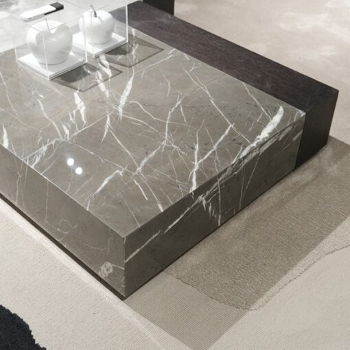New Nordic Design Stone Table Luxury Marble Square Shape Wood Coffee Table Modern Coffee Table - Imagen 4