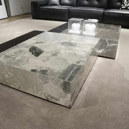 New Nordic Design Stone Table Luxury Marble Square Shape Wood Coffee Table Modern Coffee Table