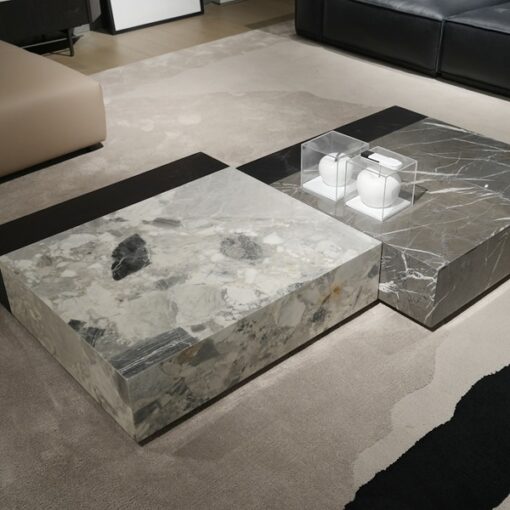 New Nordic Design Stone Table Luxury Marble Square Shape Wood Coffee Table Modern Coffee Table - Imagen 2