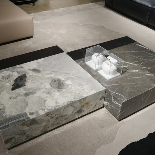 New Nordic Design Stone Table Luxury Marble Square Shape Wood Coffee Table Modern Coffee Table - Imagen 6