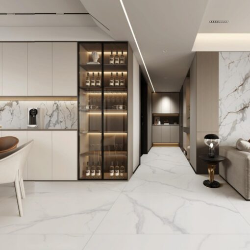Pearl White Marble Sintered Stone Slab For Home Living room background wall Decoration Project - Imagen 4