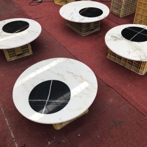 Round seamless splicing marble stone indoor tea table stone furniture Yunfu processing and manufacturing factory wholesale price