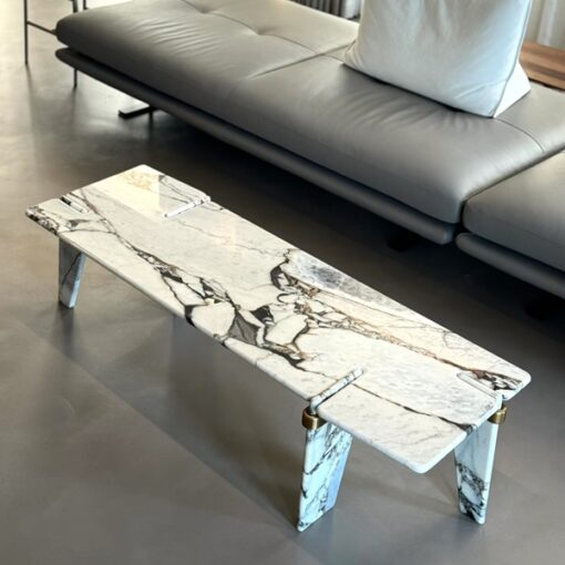 Simple Luxury Modern Marble Stone Table Coffee Table Set Designer Model Coffee Table Low Table  Shape Stainless Steel Home Living Room Metal