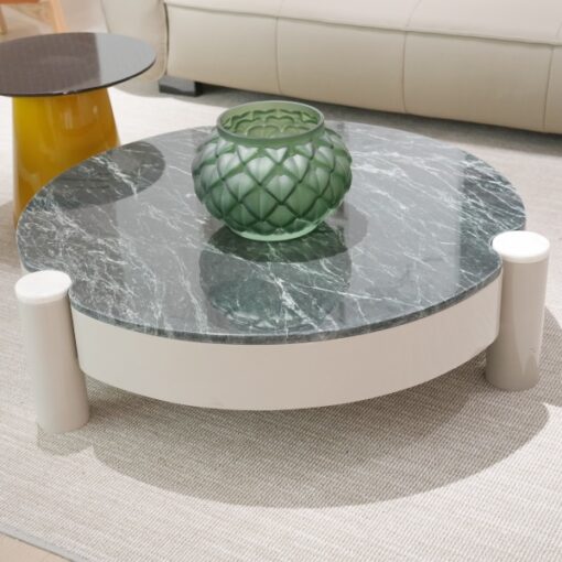 Stone Furniture Green Marble top Unique Modern Style Irregular Side Coffee Tables Round Coffee Table With Drawer Living Room Creative
