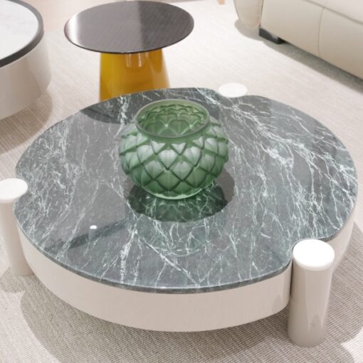 Stone Furniture Green Marble top Unique Modern Style Irregular Side Coffee Tables Round Coffee Table With Drawer Living Room Creative – Image 4