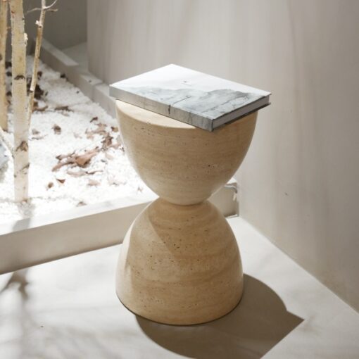 Natural Marble Travertine Stone Furniture Corner Table Side Coffee Table Luxury Living Room Furniture