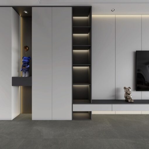 Venice dark grey Stone processing Sintered stone hotel mall project floor Wall tile - Imagen 4