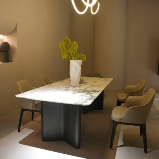 White Rectangle Stone Table Nature Marble Top 6 Seaters Marble Dining Table Customized – Image 2