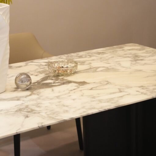 White Rectangle Stone Table Nature Marble Top 6 Seaters Marble Dining Table Customized – Image 4