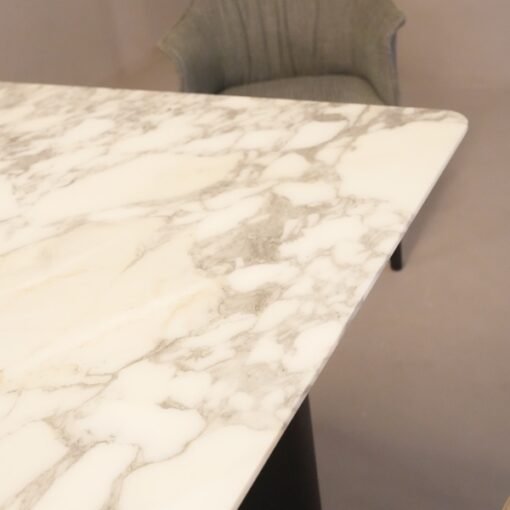 White Rectangle Stone Table Nature Marble Top 6 Seaters Marble Dining Table Customized – Image 3