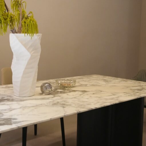 White Rectangle Stone Table Nature Marble Top 6 Seaters Marble Dining Table Customized